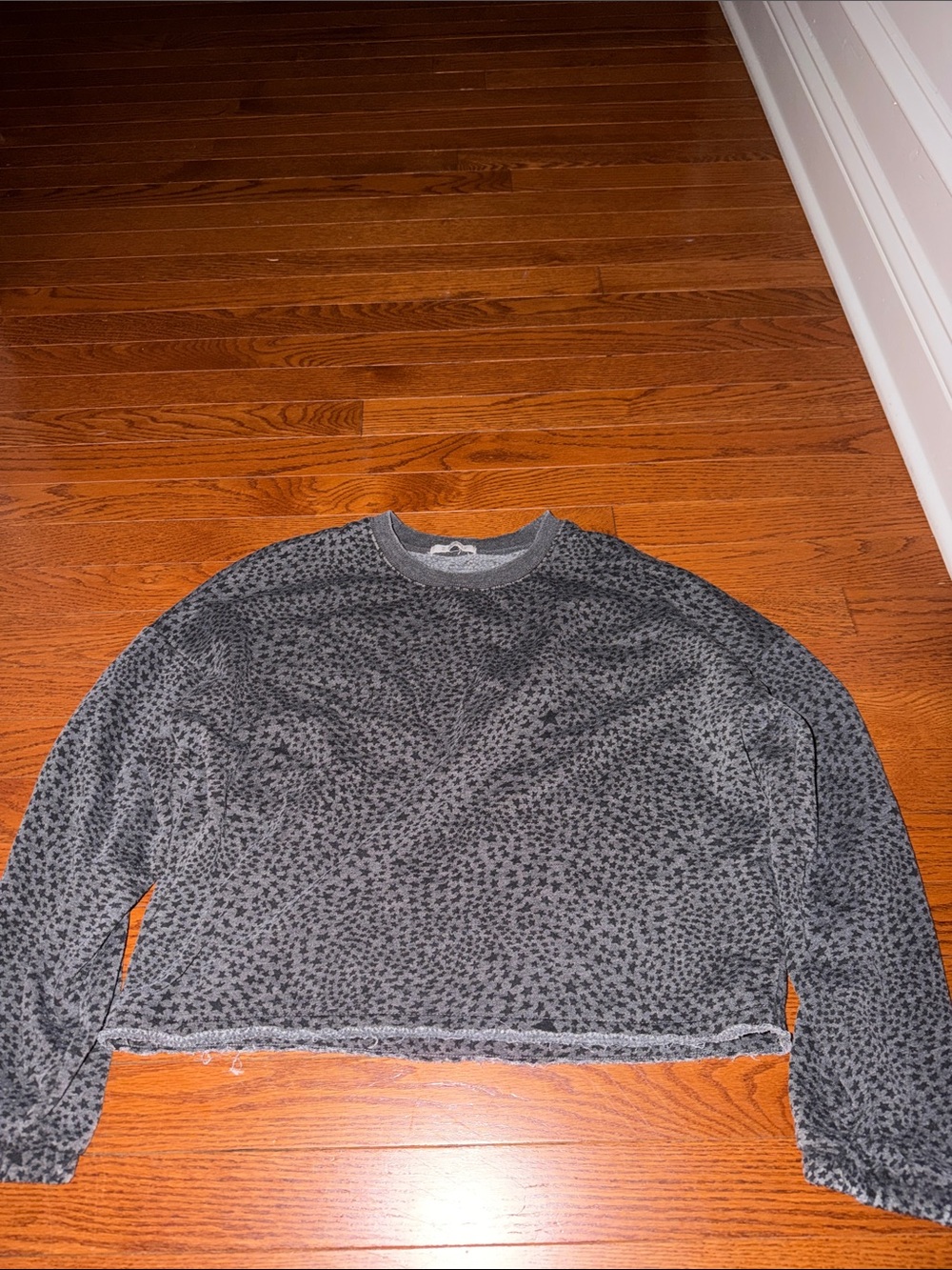 Z Supply Gray Star Print Crewneck Sweatshirt